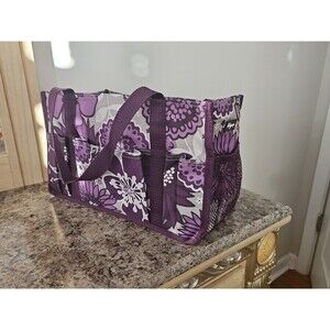 Thirty One Keep It Caddy Mini Organizer In Plum Awesome Blossom Purple & Grey